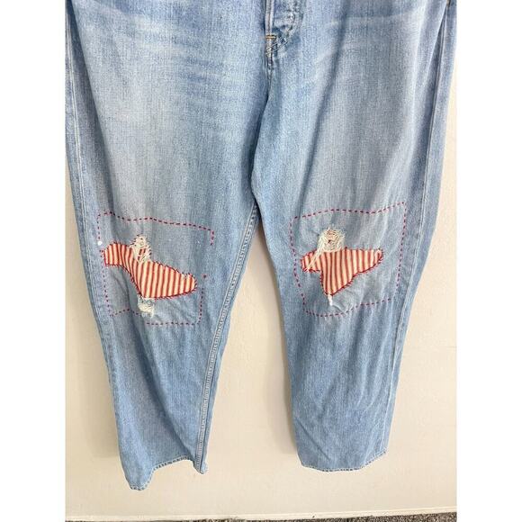 Grlfrnd 30 Jeans The Bella Low Rise Boyrfriend Patchwork Straight Baggy Fit - Picture 4 of 10